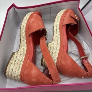 Vince‎ Camuto Orange Suede Buckle, Espadrille Wedges 8.5